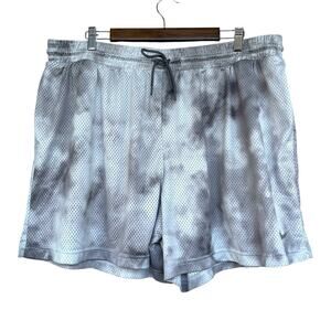 Nike‎ Mens Mesh Basketball Shorts 2X Gray White Activewear Athletic Drawstring